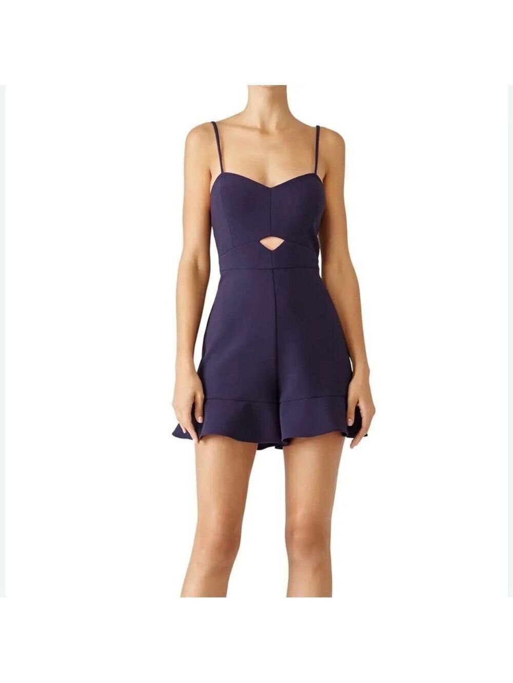 Likely Navy Calhoun Spaghetti-Strap Romper with Front Keyhole size 4